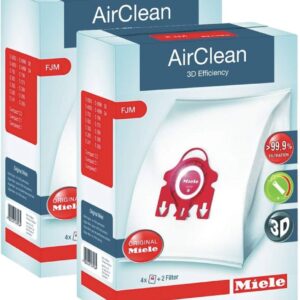 2 X Miele 10123220 AirClean 3D Efficiency Dust Bag, Type FJM, 4 Bags & 2 Filters, 12 Piece Set