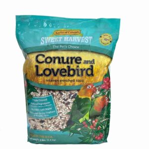 Sweet Harvest Conure and Lovebird Bird Food, 4 lbs Bag – Seed Mix for Conures and Lovebirds